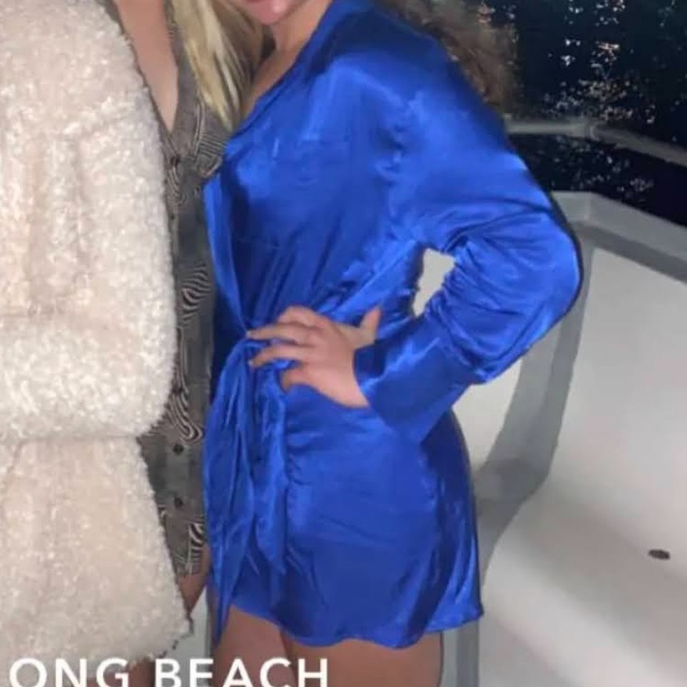 ZARA royal blue wrap mini dress (L)